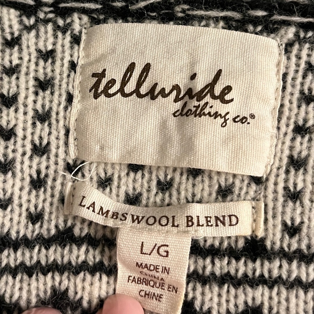 TELLURIDE CLOTHING Sweater Open Front Cardigan Deer Nordic Pattern Lambswool - Picture 13 of 17